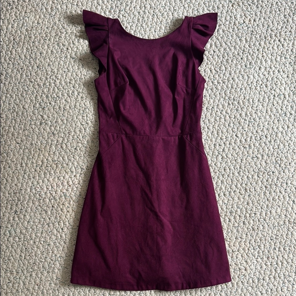 Design Lab Plum Dress with Ruffle Sleeves